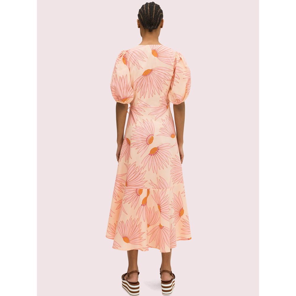 Kate Spade NY Midi Dress 0 XS Pink Falling Flower Wrap Short Sleeve Runway - Picture 5 of 15